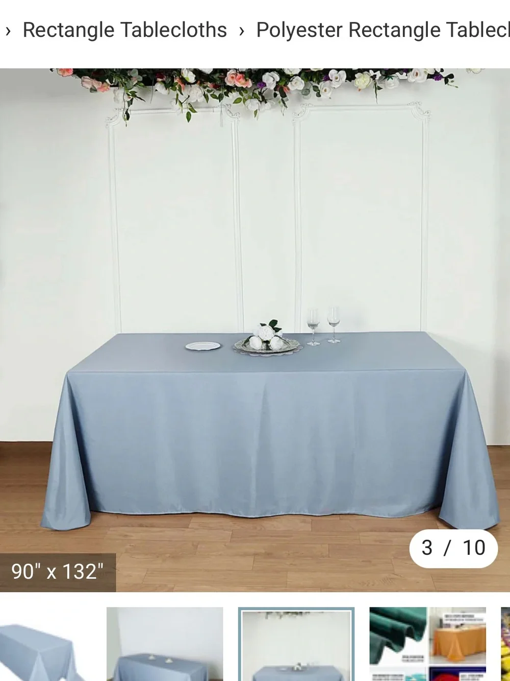 Classic Polyester Rectangle Tablecloth - Light Blue